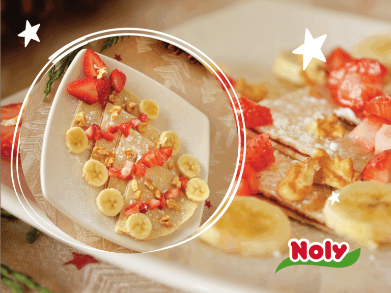 Arbolitos navideños de nutella y fruta