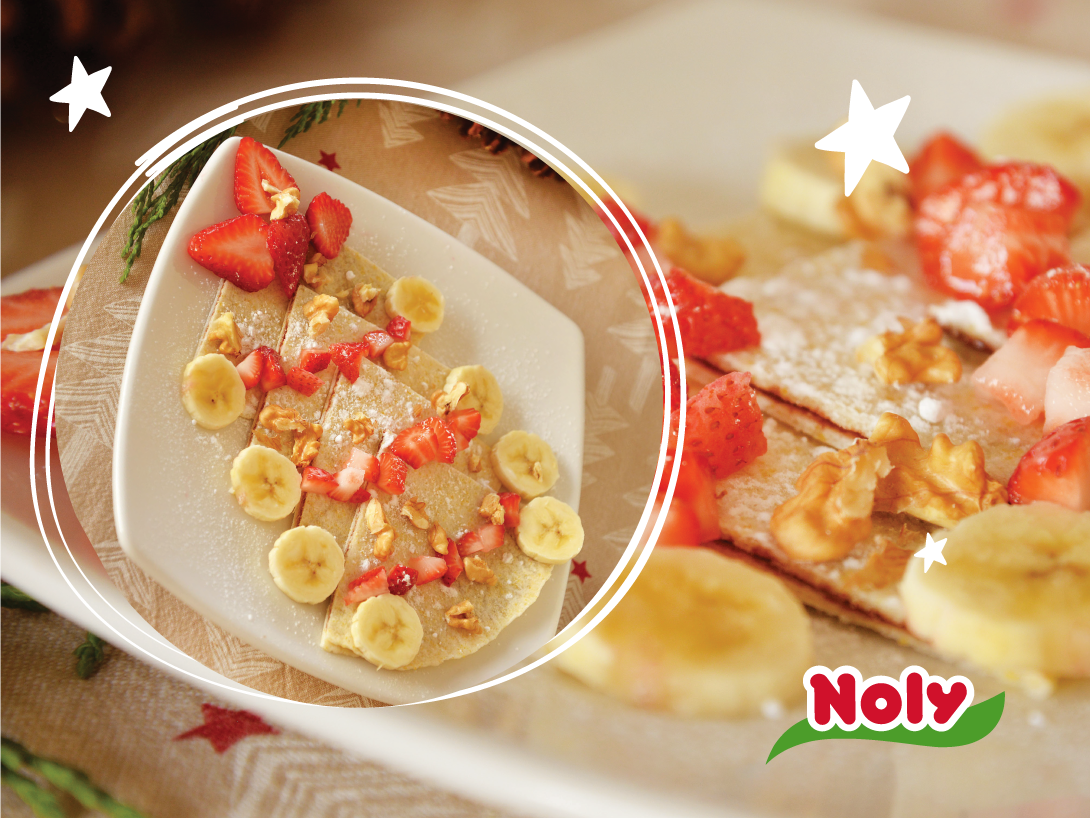 Arbolitos navideños de nutella y fruta