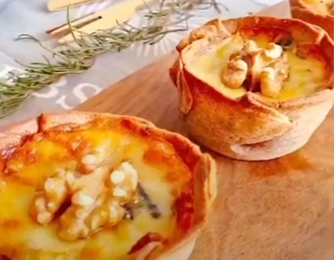 Canastitas Integrales de Queso Azul y Nuez